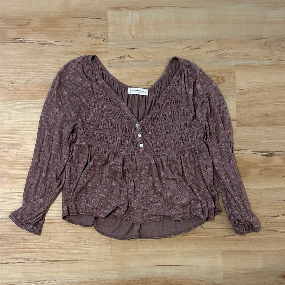 Lucky Brand Dusty Pink Floral Blouse